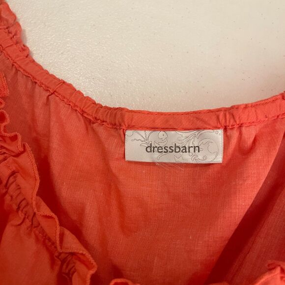 Dressbarn Blouse Women's 2X Puff Sleeve Boho Printed Lightweight Tie Shirt Top - Picture 9 of 11